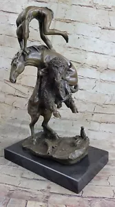 Buffalo Hunt Lost Wax Bronze Statue Sculpture Inspired by F. Remington Artwork - Picture 1 of 10