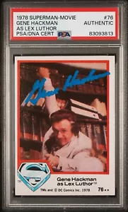 Gene Hackman as Lex Luthor 1978 Topps Superman Movie #76 Rookie Autograph PSA - Picture 1 of 2