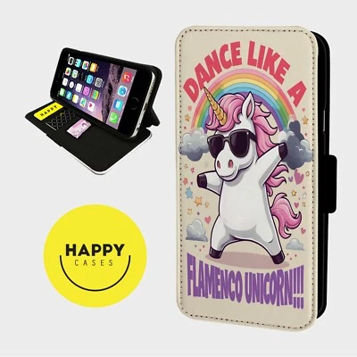 TANZENDES EINHORN FLEMENCO - Kunstleder Klapp Handy Hülle Cover - iPhone/Samsung - Bild 1 von 4