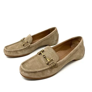 Donald J Pliner Filo Bronceado Gamuza Metálica Mocasines Sin Caballo Zapatos Mujer 7M - Imagen 1 de 8