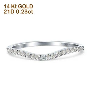 14K Multicolor Gold Diamond Contour Curved Half Eternity Wedding Engagement Band - Picture 1 of 24