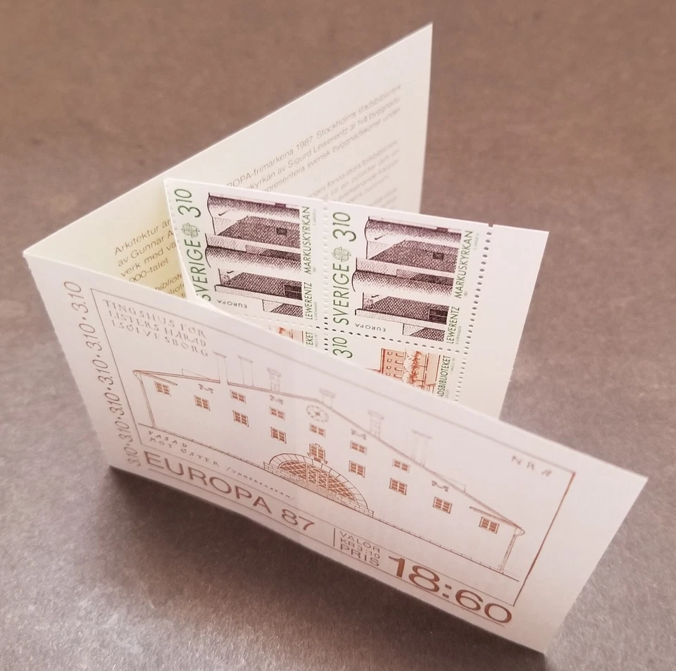 [SJ] Sweden Europa CEPT Modern Architecture 1987 Library Church (booklet) MNH - Image 1 of 4