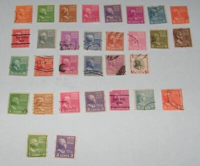 US stamps 1938 Presidential Series lot of 31 different unused & used, #803 - 832 - Image 1 of 2