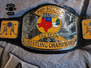NWA Mid South Tag Team Wrestling Championship Belt 2MM Brass Adult Size