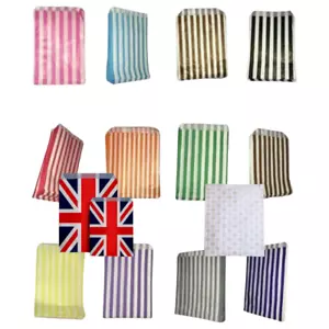 More details for 50 striped candy paper bags for sweet favour buffet wedding gift - 5&quot;x7&quot; 7&quot; x 9&quot;
