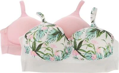 Sujetador Rhonda Shear 2 piezas copa moldeada malla trasera tropical rosa claro XL NUEVO SIN ETIQUETAS (18) Foto 1 de 4