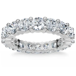 3Ct TW Round Cut Diamond Eternity Wedding Ring Lab Grown Diamonds 14k White Gold - Picture 1 of 5