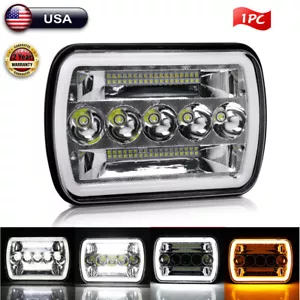7x6 LED Headlight Hi/Lo Halo Amber DRL for Ford E-150 E-250 E-350 Econoline 5X7 - Bild 1 von 12