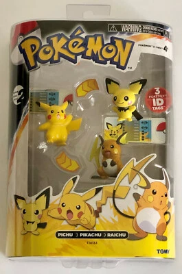 Paquete de 3 TOMY Pokemon Evolution: figura de Pichu, Pikachu y Raichu con 3 ID de Pokedex  Foto 1 de 4