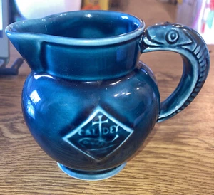 Prinknash Pottery Creamer Caldey, Blue with Fish Shaped Handle , England - Picture 1 of 7