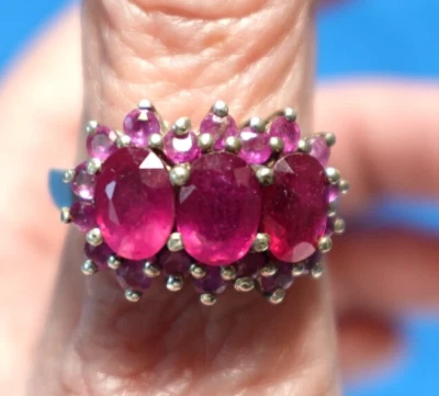 КОЛЬЦО ИЗ СТЕРЛИНГОВОГО СЕРЕБРА С РУБИНОВЫМ РОЗОВЫМ ТОПАЗОМ РАЗМЕР 7,75 5,2 ГРАММА - Изображение 1 из 3