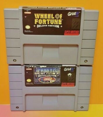 Wheel of Fortune + Jeopardy  Super Nintendo SNES Authentic Game Tested + Working - Image 1 of 2
