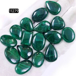 Lote de 16 piezas de 413 quilates de malaquita natural cabujón trasero sin pulir 26x18-22x17 mm #R-11279 - Imagen 1 de 4