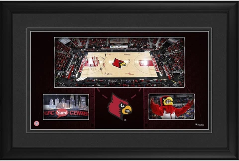 Louisville Cardinals Framed 10x18 KFC Yum! Center Panoramic Collage Cover