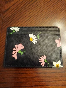 New Kate Spade New York Madison Floral Printed Small Slim Card Holder Blk Multi - Picture 1 of 5