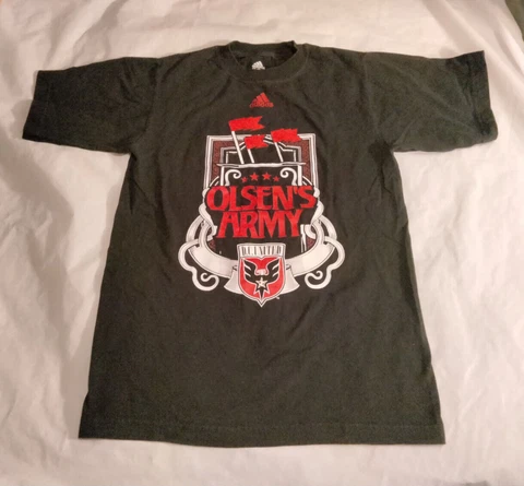 D.C. United MLS Soccer Olsen's Army Small Black 100% Cotton adidas Tee Shirt Cover