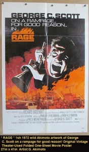 Vintage 1972 RAGE Poster Military Action Thriller George C. Scott Martin Sheen - Picture 1 of 2