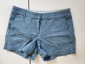 J. Crew women's Blue Linen Shorts Size 6 - Picture 1 of 4