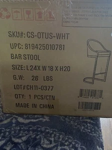 28” White Low Back Metal Frame Bar Stool Chair With Faux Leather Seat - Picture 1 of 4