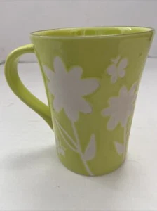 Starbucks Coffee Mug Spring Flowers Floral 12oz Tea Cup Lime Green White 2007 - Picture 1 of 9