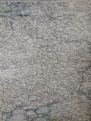 Mapa geográfico vintage del Imperio ruso europeo 1905 original soviético C18-1 Foto 1 de 3