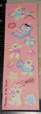 Pegatinas vintage, Sandylion, conejitos en la playa, 1 tira, (STKZ3) Foto 1 de 3