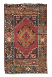 Vintage Oriental Turkish Red Oushak Rug 3'8" X 5'7" - Picture 1 of 12