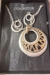 Neue Covington elegante silber- und goldfarbene Halskette mit Ohrringen - Bild 1 von 1