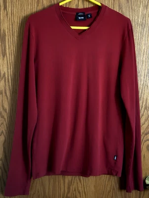 Hugo Boss Burgundy T Shirt Slim Fit V-Neck Long Sleeves Pima Cotton Men's Size M - Image 1 of 4