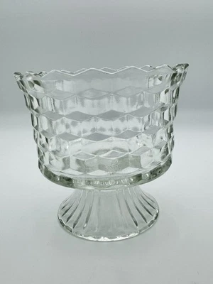 FOSTORIA VIDRIO TRANSPARENTE PEDESTAL EN CUBOS COMPOTA PLATO DE DULCES TAZÓN DE BAGATELA 5.5" De colección Foto 1 de 4