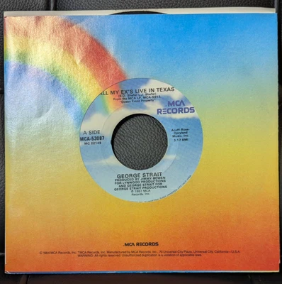 George Strait All My Ex's Live In Texas/I'm All Behind... 1987 MCA 45RPM VG++ - Image 1 of 3