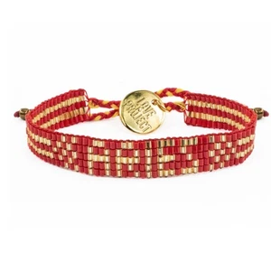 SEED BEAD ARIES BRACELET RED/GOLD COLORS  - Picture 1 of 4