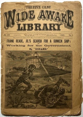 1899 WIDE AWAKE LIBRARY FRANK READE JR SUNKEN SHIP NONAME TOUSEY DIME NOVEL RARE - Image 1 of 4
