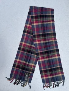 Barbour Winter Plaid Scarf Tartan Wool Cashmere Multicolor Size 180x26 cm - Picture 1 of 7