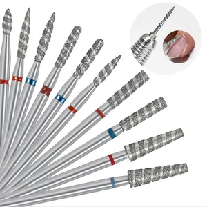 Polishing Manicure Diamond Spiral Nail Drill Bit Milling Cutter Polish Nail Tool - Picture 1 of 22