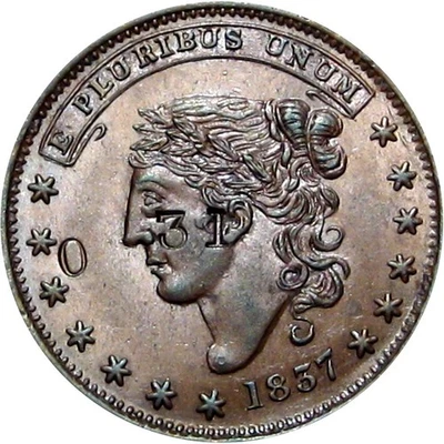 Contrasello de ficha de tiempos difíciles de defensa 1835 Millions O 31 HT-45 bajo 30 Foto 1 de 2