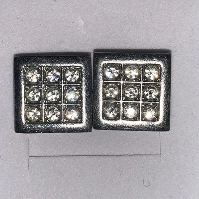Silver And Diamond Cuff Links - 0.5” Square -  ideal Christmas Present - Image 1 of 4