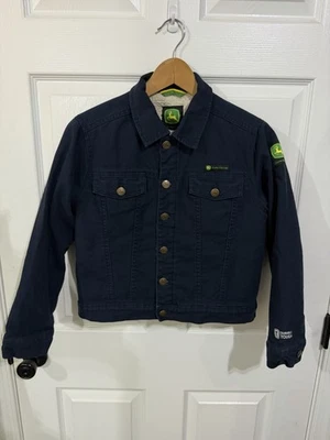 Chaqueta de camionero de lona azul John Deere para niños forro acolchado talla mediana Foto 1 de 4