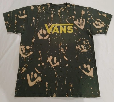 VANS T-Shirt Large Mens Green Customized Skateboarding Read - Image 1 of 4