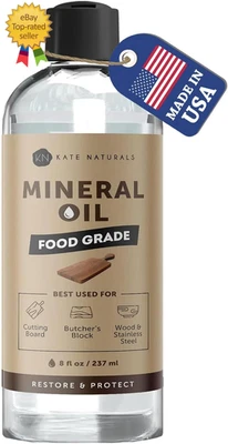 Aceite mineral Kate Naturals para tabla de cortar madera, bloque de carnicero y cuchillo. Comida Foto 1 de 4