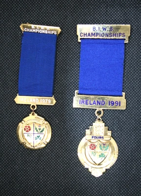 Vintage 1979 and 1991 British Isles Women's Bowls Championships Ireland Medals - Image 1 of 4
