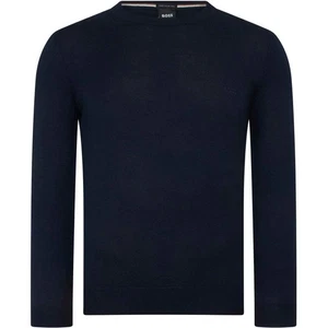 Hugo Boss Men's Jumper Botto Knit Wool Crew Neck Logo Branded Top in Dark Blue - Picture 1 of 11