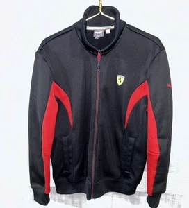 Men's Puma Scuderia Ferrari Medium Black Zip Up Tracksuit Top Jacket 27x23 - Picture 1 of 5