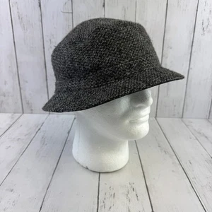 VTG L.L. Bean Gray Wool Harris Tweed Gortex Handwoven Bucket Hat Cap Size Large - Picture 1 of 12
