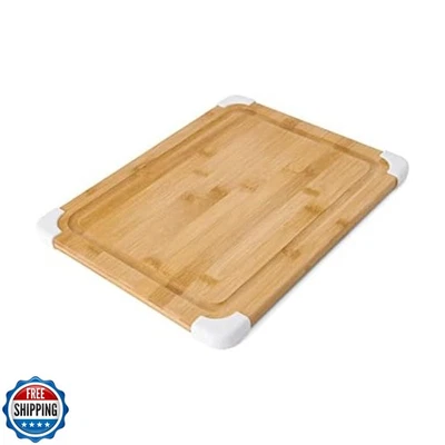Farberware Nonslip Bamboo Cutting Board with Juice Groove, 11x14 Inch, White - Image 1 of 4