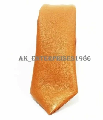 Nueva Corbata Formal Tostada Hombres 100% Real Cuero de Cordero Genuino Fiesta Causal Clásica Foto 1 de 4