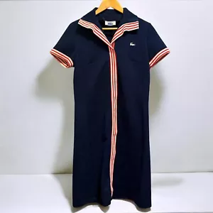 Lacoste Negligee Polokleid 70er Navy Preppy Mini Reißverschluss vorne Gr. Medium - Bild 1 von 6