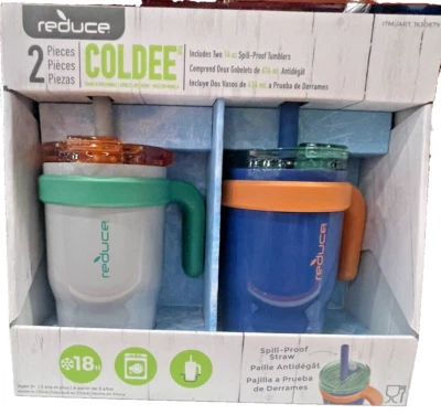 Reducir Coldee 14 oz Acero Inoxidable Niños Vasos Manijas Paquete de 2-NUEVOS Foto 1 de 4