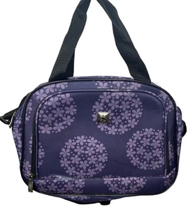 Bolsa de equipaje floral púrpura oscuro púrpura claro negro 2 compartimentos con cremallera sin marca - Imagen 1 de 10