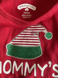 Girls *Holiday Graphic Tee* Mommy’s Little Christmas Elf *Size 2T Tops Red NWT - Picture 1 of 5